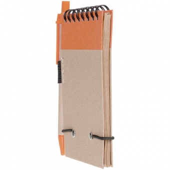 Блокнот на кольцах Eco Note с ручкой, оранжевый фото 