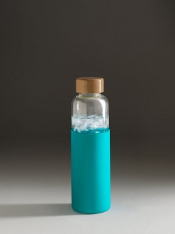 Бутылка для воды Dakar, прозрачная с бирюзовым фото 