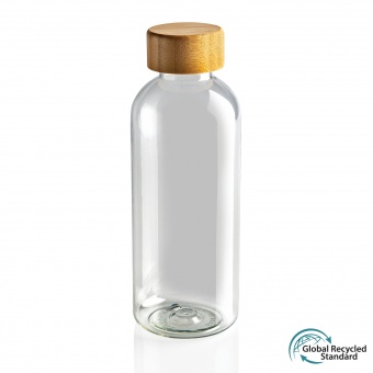 Бутылка для воды из rPET (стандарт GRS) с крышкой из бамбука FSC® фото 