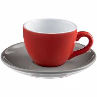 Чайная пара Cozy Morning, красная с серым фото 