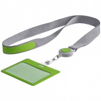 Чехол для карточки с лентой и ретрактором Devon, зеленый фото 