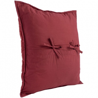 Чехол на подушку«Хвойное утро», квадратный, бордовый фото 
