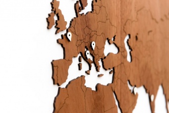 Деревянная карта мира World Map Wall Decoration Exclusive, красное дерево фото 
