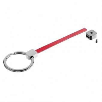 Элемент брелка-конструктора «Хлястик с кольцом и зажимом», красный фото 