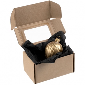 Елочная игрушка «Грецкий орех» в коробке, матовое золото фото 
