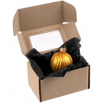 Елочная игрушка «Грецкий орех» в коробке, желтая фото 