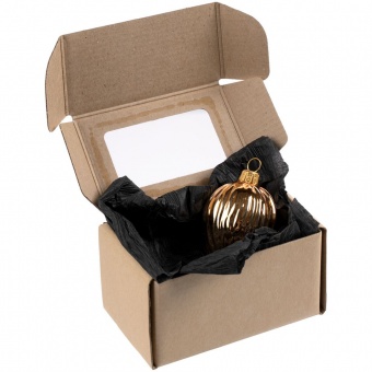 Елочная игрушка «Грецкий орех» в коробке, золотистая фото 
