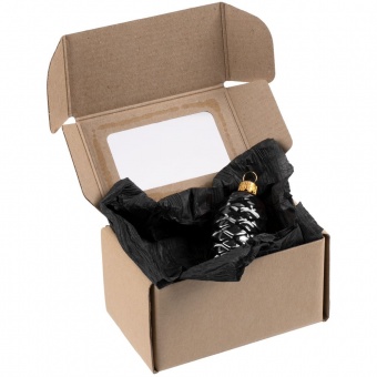 Елочная игрушка «Шишка» в коробке, графит фото 