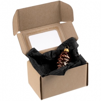 Елочная игрушка «Шишка» в коробке, коричневая фото 
