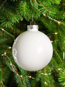 Елочный шар Finery Gloss, 10 см, глянцевый белый фото 