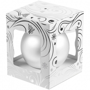 Елочный шар Gala Night Matt в коробке с тиснением, белый, 8 см фото 