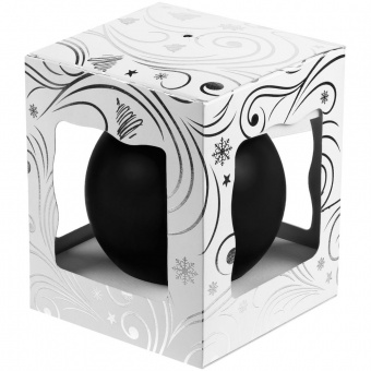 Елочный шар Gala Night Matt в коробке с тиснением, черный, 8 см фото 