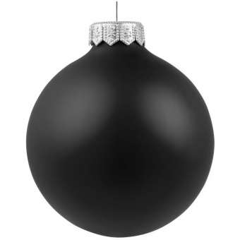 Елочный шар Gala Night Matt в коробке с тиснением, черный, 8 см фото 