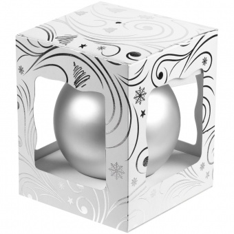 Елочный шар Gala Night Matt в коробке с тиснением, серебристый, 8 см фото 