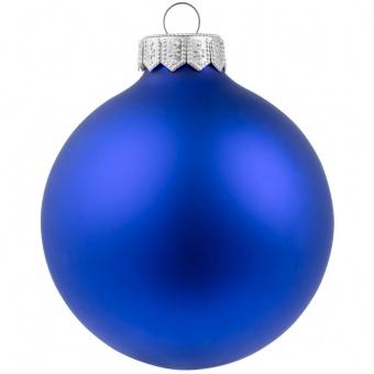 Елочный шар Gala Night Matt в коробке с тиснением, синий, 8 см фото 