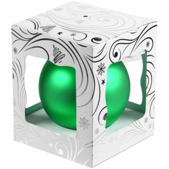 Елочный шар Gala Night Matt в коробке с тиснением, зеленый, 8 см фото 