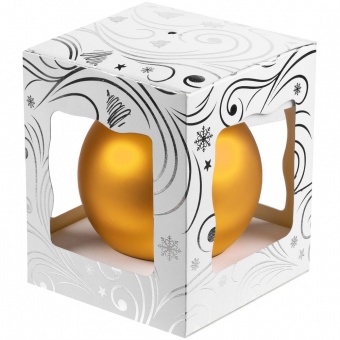 Елочный шар Gala Night Matt в коробке с тиснением, золотистый, 8 см фото 