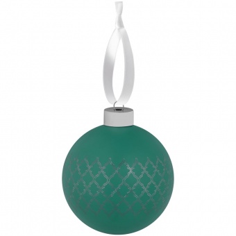 Елочный шар King с лентой, 10 см, зеленый фото 