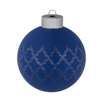 Елочный шар King с лентой, 8 см, синий фото 