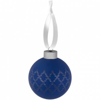 Елочный шар King с лентой, 8 см, синий фото 