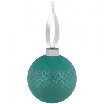 Елочный шар Queen с лентой, 10 см, зеленый фото 