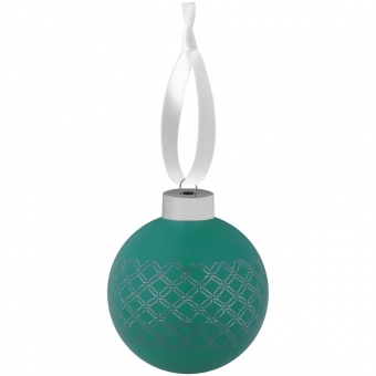 Елочный шар Queen с лентой, 8 см, зеленый фото 