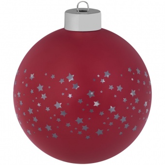 Елочный шар Stars с лентой, 10 см, красный фото 