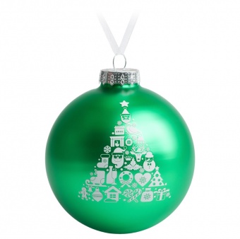 Елочный шар «Новогодний коллаж», 10 см, зеленый с белым фото 