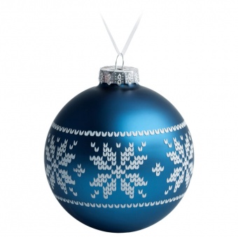 Елочный шар «Скандинавский узор», 10 см, синий фото 