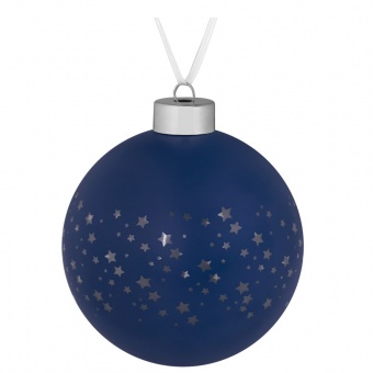 Елочный шар Stars, 10 см, синий фото 