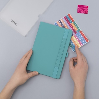 Ежедневник Alpha недатированный, бирюзовый/серый фото 