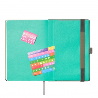 Ежедневник Alpha недатированный, серый/бирюзовый фото 