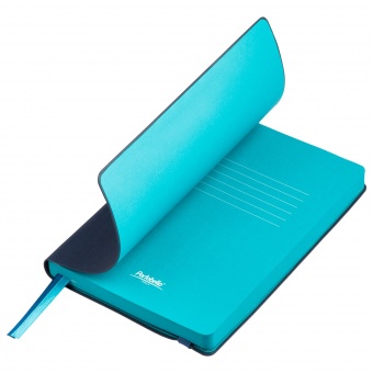 Ежедневник недатированный, Portobello Trend, Blue ocean, 145х210,256стр, синий/аква, гибкая обложка фото 