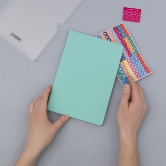 Ежедневник Spark недатированный, мятный (с упаковкой, со стикерами) фото 