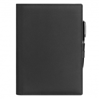 Ежедневник-портфолио Clip, черный, обложка soft touch, недатированный кремовый блок, подарочная коробка, в комплекте ручка Tesoro черная фото 
