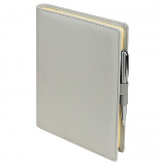 Ежедневник-портфолио Clip недатированный в подарочной коробке, серый (в комплекте ручка Tesoro серебро) фото 