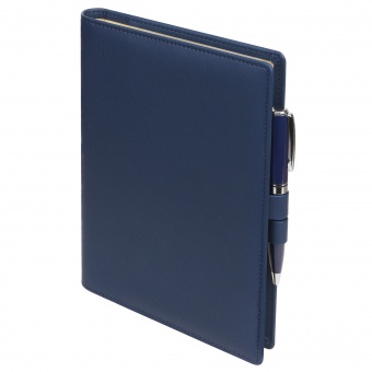 Ежедневник-портфолио Clip недатированный в подарочной коробке, синий (в комплекте ручка Tesoro синяя) фото 