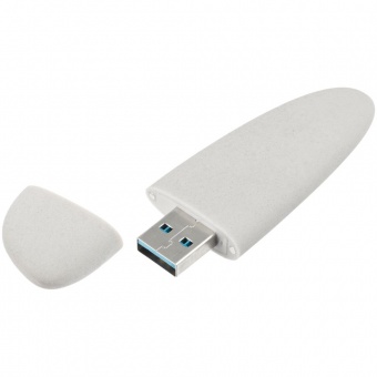 Флешка Pebble, светло-серая, USB 3.0, 16 Гб фото 4