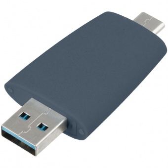 Флешка Pebble Type-C, USB 3.0, серо-синяя, 16 Гб фото 