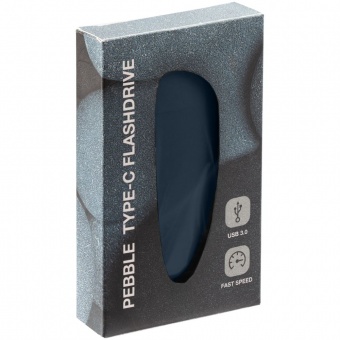 Флешка Pebble Type-C, USB 3.0, серо-синяя, 16 Гб фото 