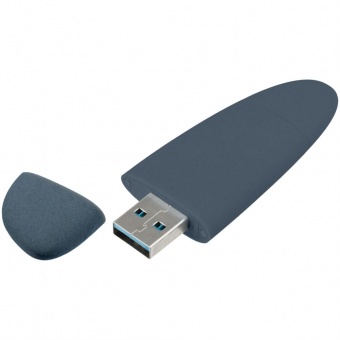 Флешка Pebble Type-C, USB 3.0, серо-синяя, 32 Гб фото 4
