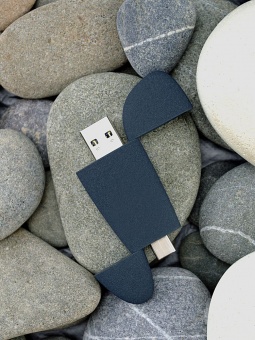 Флешка Pebble Type-C, USB 3.0, серо-синяя, 16 Гб фото 