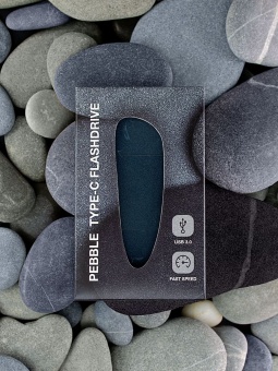 Флешка Pebble Type-C, USB 3.0, серо-синяя, 16 Гб фото 