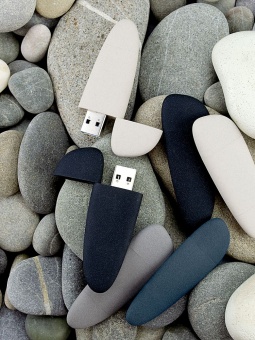 Флешка Pebble Type-C, USB 3.0, серо-синяя, 32 Гб фото 