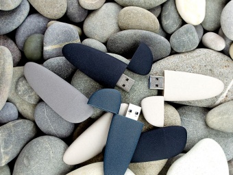 Флешка Pebble Type-C, USB 3.0, серо-синяя, 32 Гб фото 