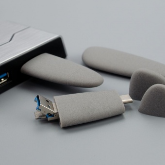 Флешка Pebble Universal, USB 3.0, серая, 64 Гб фото 