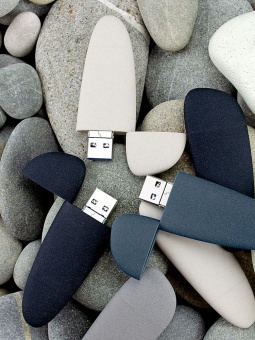 Флешка Pebble Universal, USB 3.0, серо-синяя, 32 Гб фото 