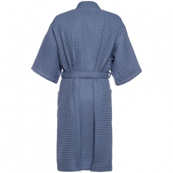 Халат вафельный мужской Boho Kimono, синий фото 3