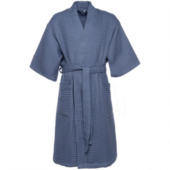 Халат вафельный мужской Boho Kimono, синий фото 5