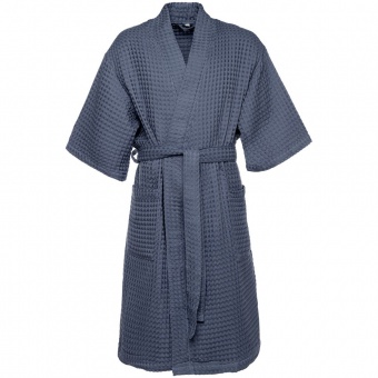 Халат вафельный мужской Boho Kimono, темно-синий (графит) фото 18